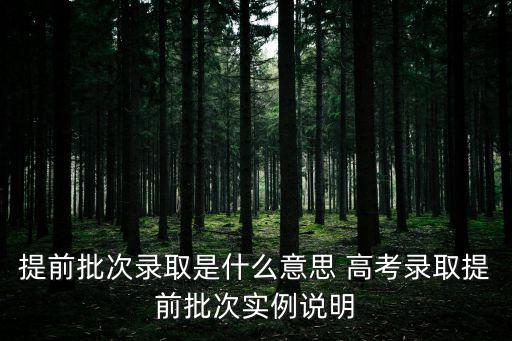 提前批次錄取是什么意思 高考錄取提前批次實例說明