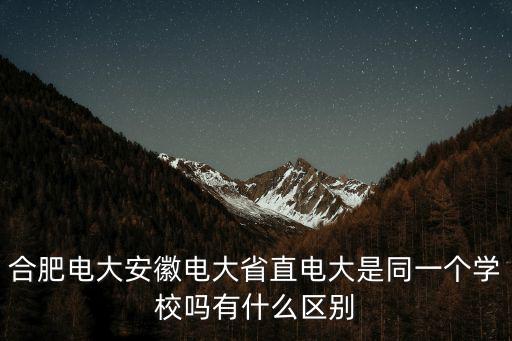 合肥電大安徽電大省直電大是同一個學校嗎有什么區別