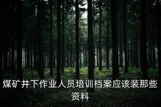 煤礦井下作業人員培訓檔案應該裝那些資料