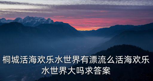 桐城活海歡樂水世界有漂流么活海歡樂水世界大嗎求答案