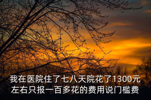 我在醫(yī)院住了七八天院花了1300元左右只報一百多花的費(fèi)用說門檻費(fèi)