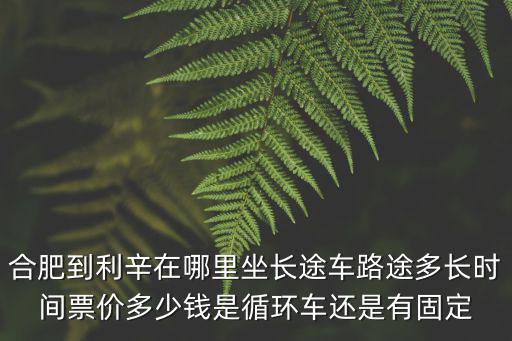 合肥到利辛在哪里坐長(zhǎng)途車路途多長(zhǎng)時(shí)間票價(jià)多少錢是循環(huán)車還是有固定