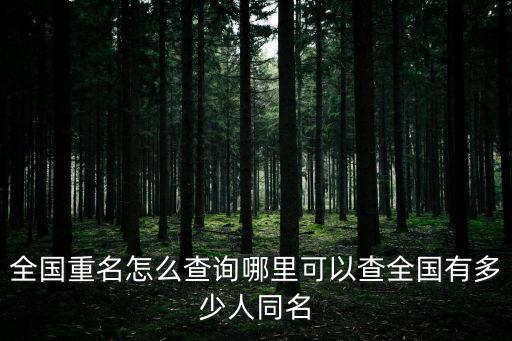 全國重名在線查詢，全國重名查詢系統官網
