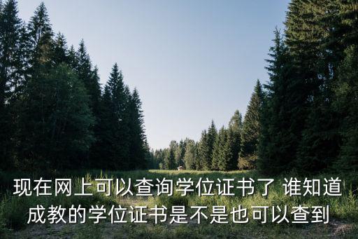 現在網上可以查詢學位證書了 誰知道成教的學位證書是不是也可以查到