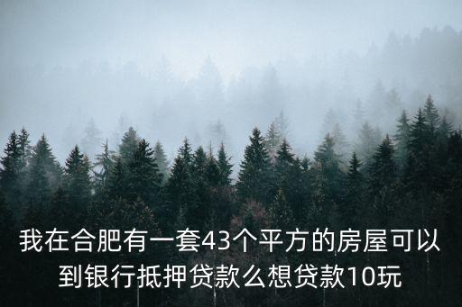 合肥房產(chǎn)抵押貸款，我在合肥有一套43個平方的房屋可以到銀行抵押貸款么想貸款10玩