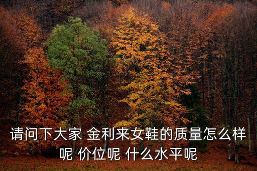 請(qǐng)問下大家 金利來女鞋的質(zhì)量怎么樣呢 價(jià)位呢 什么水平呢