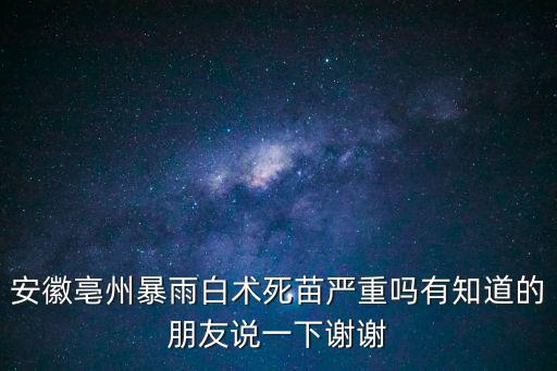 安徽亳州暴雨白術死苗嚴重嗎有知道的朋友說一下謝謝