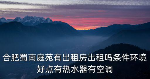 合肥蜀南庭苑有出租房出租嗎條件環境好點有熱水器有空調
