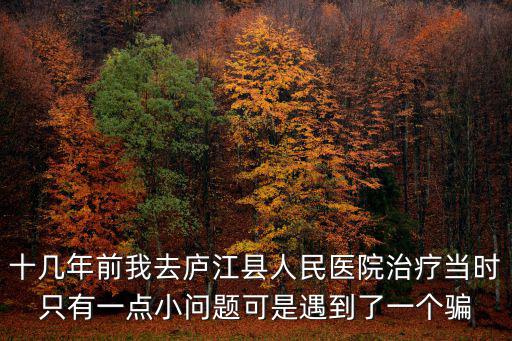 十幾年前我去廬江縣人民醫(yī)院治療當(dāng)時(shí)只有一點(diǎn)小問(wèn)題可是遇到了一個(gè)騙