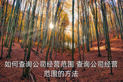 經營范圍查詢，怎么查經營范圍