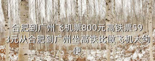 合肥到廣州飛機，合肥至廣州的飛機票價是多少錢