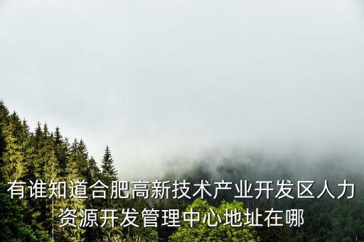 有誰知道合肥高新技術產業開發區人力資源開發管理中心地址在哪