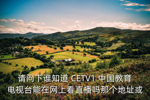 請問下誰知道 CETV1 中國教育電視臺能在網上看直播嗎那個地址或