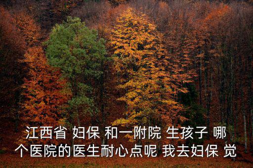 江西省 婦保 和一附院 生孩子 哪個醫院的醫生耐心點呢 我去婦保 覺