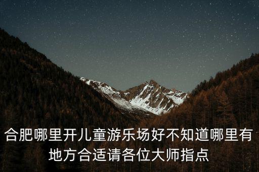 合肥哪里開(kāi)兒童游樂(lè)場(chǎng)好不知道哪里有地方合適請(qǐng)各位大師指點(diǎn)