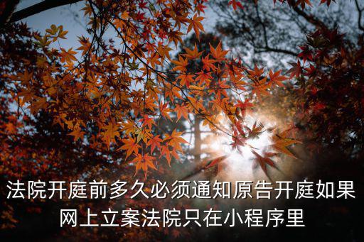 法院開庭前多久必須通知原告開庭如果網(wǎng)上立案法院只在小程序里