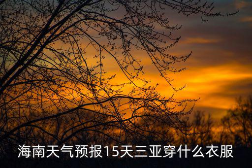 海南天氣預(yù)報，海南天氣預(yù)報15天三亞穿什么衣服