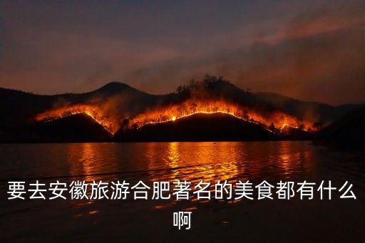 要去安徽旅游合肥著名的美食都有什么啊