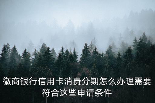 徽商銀行信用卡消費分期怎么辦理需要符合這些申請條件
