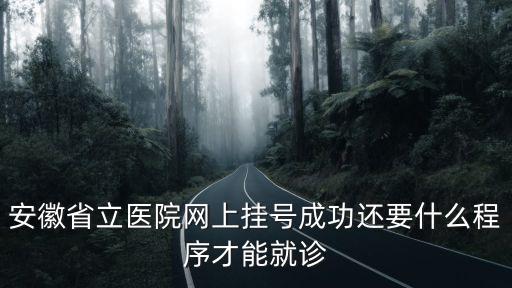 安徽省立醫院網上掛號成功還要什么程序才能就診