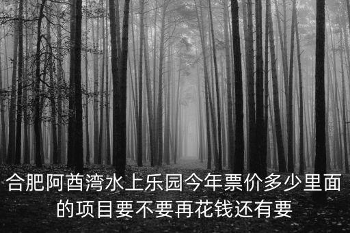 合肥阿酋灣水上樂園今年票價多少里面的項目要不要再花錢還有要