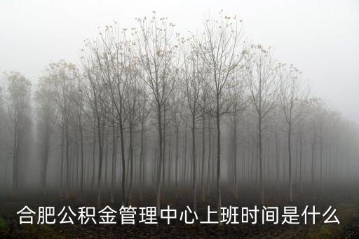 合肥公積金管理中心上班時間是什么