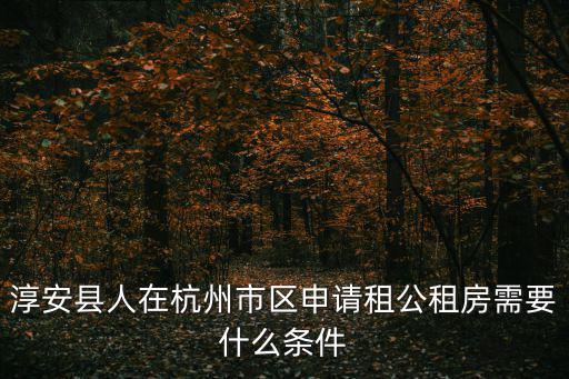 淳安縣人在杭州市區(qū)申請(qǐng)租公租房需要什么條件