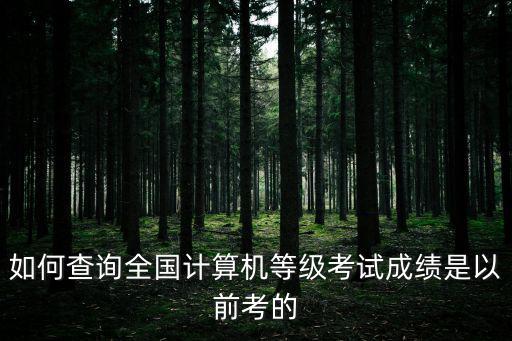 計算機考試成績查詢，如何查詢全國計算機等級考試成績是以前考的