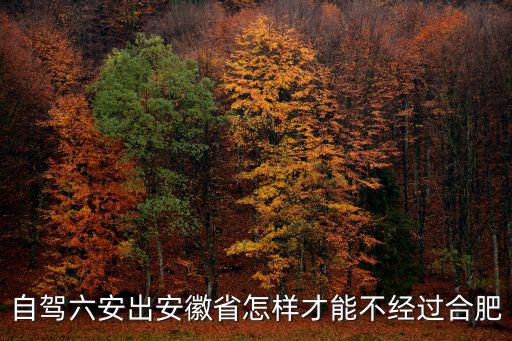 自駕六安出安徽省怎樣才能不經過合肥