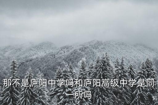 那不是廬陽中學嗎和廬陽高級中學是同一所嗎