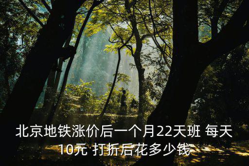 北京地鐵漲價后一個月22天班 每天10元 打折后花多少錢