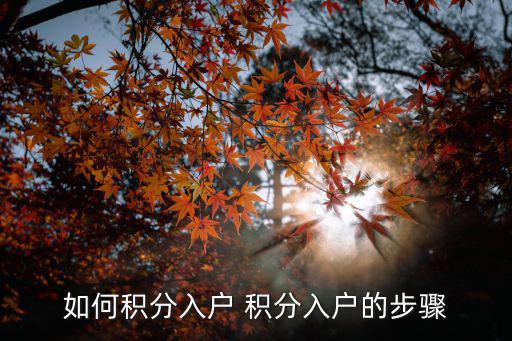 如何積分入戶 積分入戶的步驟
