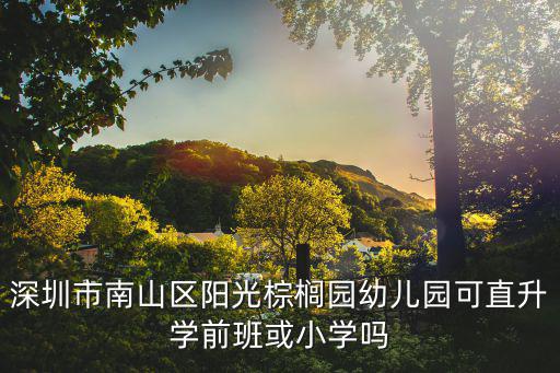 深圳市南山區陽光棕櫚園幼兒園可直升學前班或小學嗎