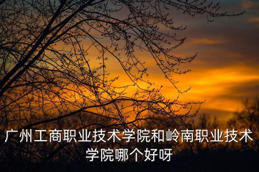廣東工商職業技術學院，廣州工商職業技術學院和嶺南職業技術學院哪個好呀