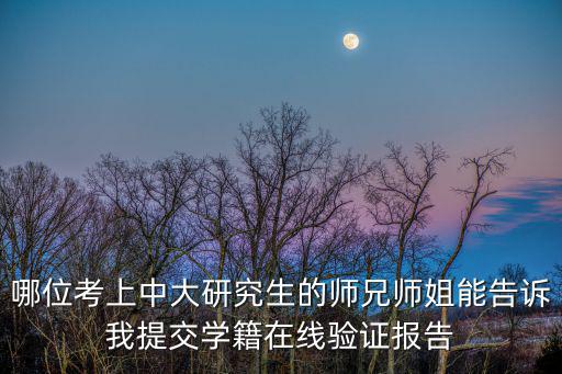 哪位考上中大研究生的師兄師姐能告訴我提交學(xué)籍在線驗證報告