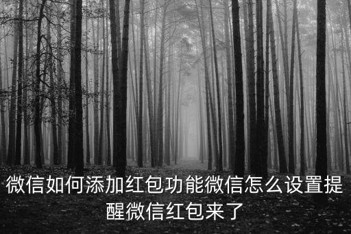 微信如何添加紅包功能微信怎么設置提醒微信紅包來了