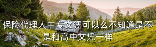 保險代理人中專文憑可以么不知道是不是和高中文憑一樣