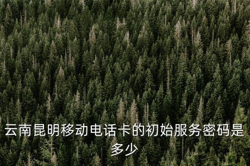 云南昆明移動電話卡的初始服務密碼是多少