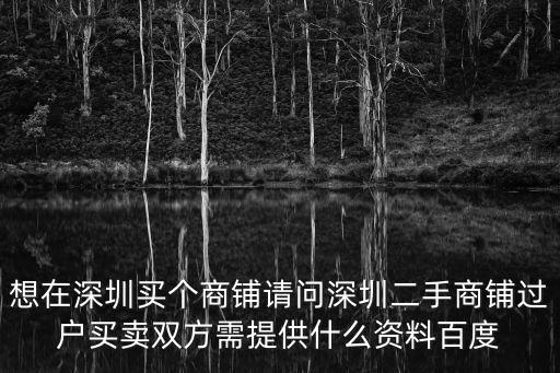 深圳商鋪出售，想在深圳買個商鋪請問深圳二手商鋪過戶買賣雙方需提供什么資料百度