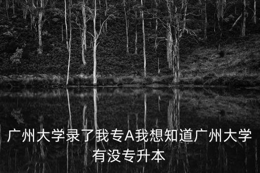 廣州大學錄了我專A我想知道廣州大學有沒專升本