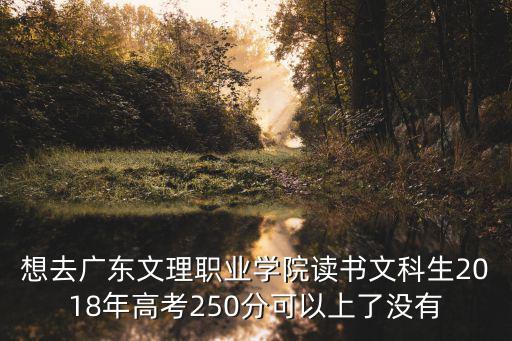 想去廣東文理職業學院讀書文科生2018年高考250分可以上了沒有