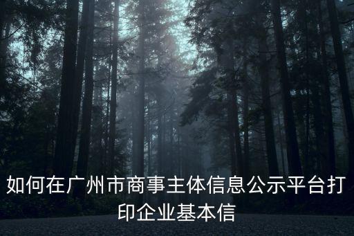 如何在廣州市商事主體信息公示平臺打印企業基本信