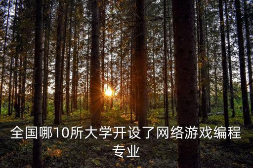 全國哪10所大學開設了網絡游戲編程專業