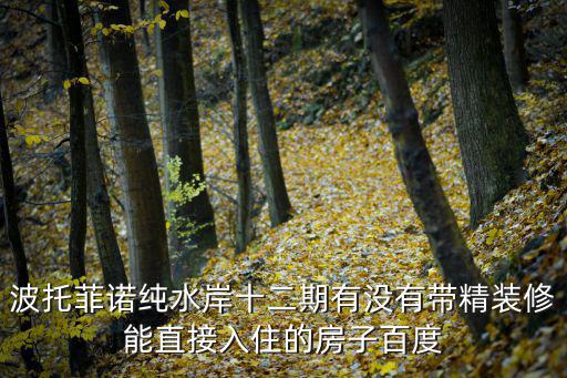 波托菲諾純水岸十二期有沒有帶精裝修能直接入住的房子百度