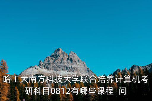 哈工大南方科技大學聯合培養計算機考研科目0812有哪些課程  問