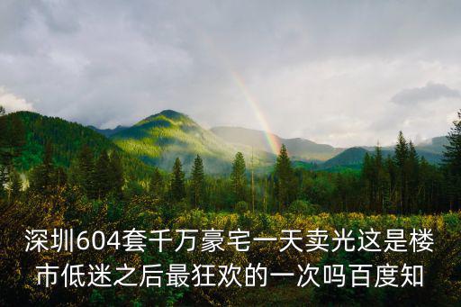 深圳604套千萬豪宅一天賣光這是樓市低迷之后最狂歡的一次嗎百度知