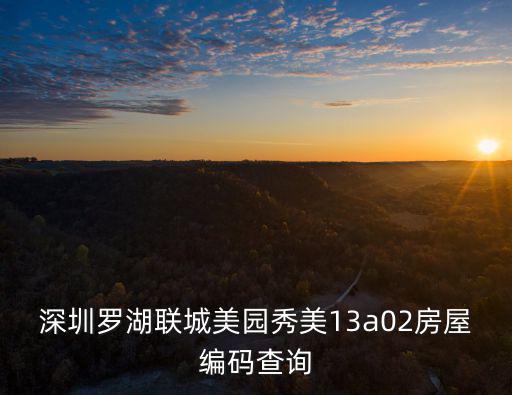 深圳羅湖聯城美園秀美13a02房屋編碼查詢