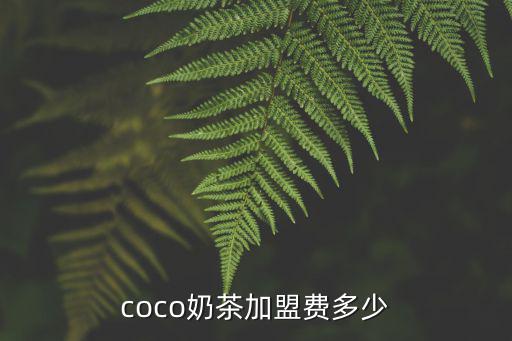 coco奶茶加盟費(fèi)多少
