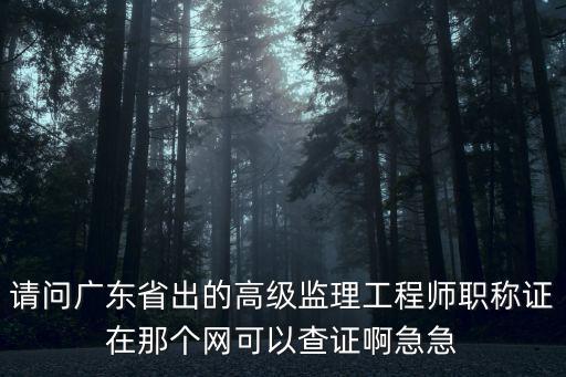 請問廣東省出的高級監(jiān)理工程師職稱證在那個網(wǎng)可以查證啊急急