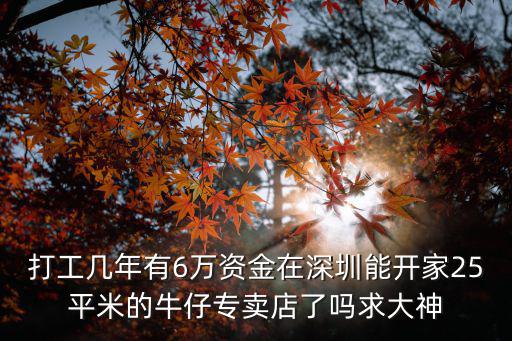 打工幾年有6萬資金在深圳能開家25平米的牛仔專賣店了嗎求大神